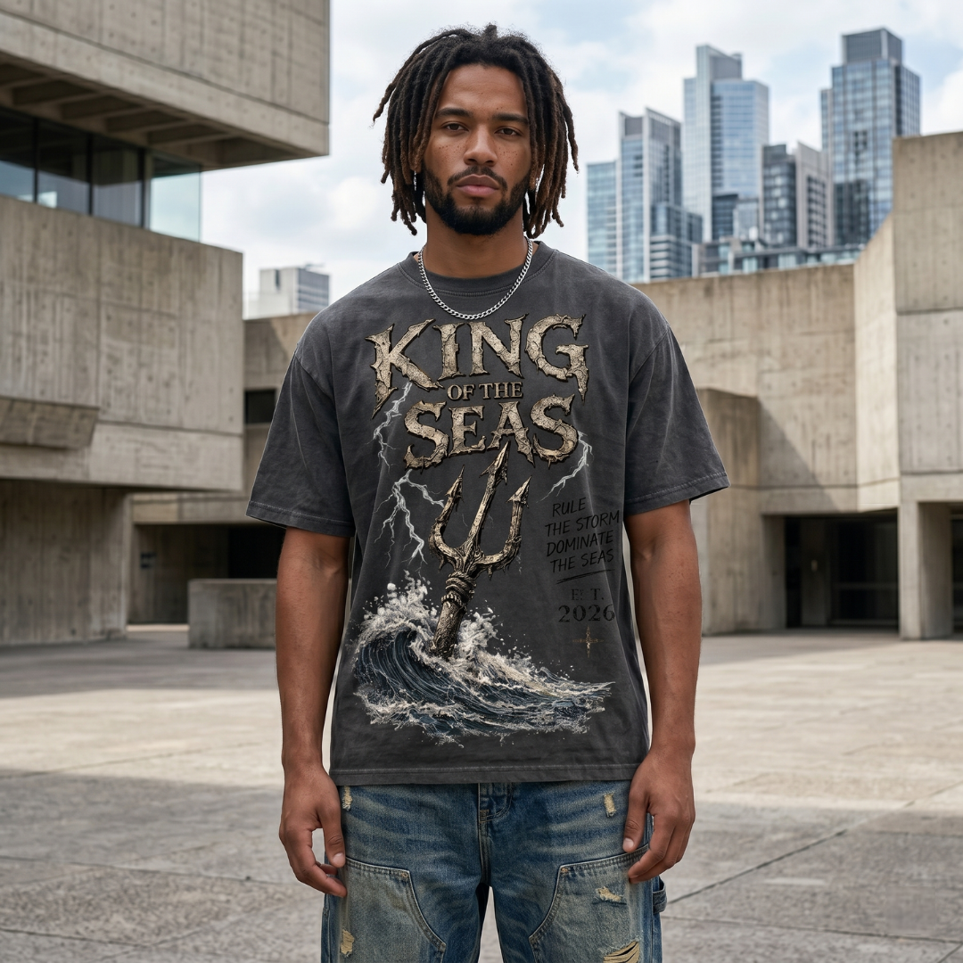 King of the Seas | Washed Streetwear Tee | By DRIPBERRY