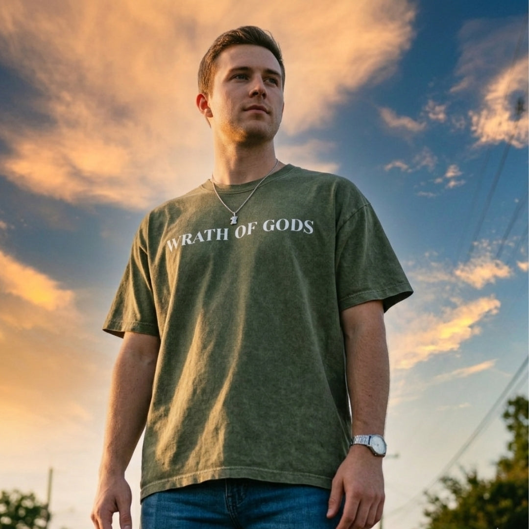 Wrath of Gods | Vintage Wash Streetwear Tee | By DRIPBERRY